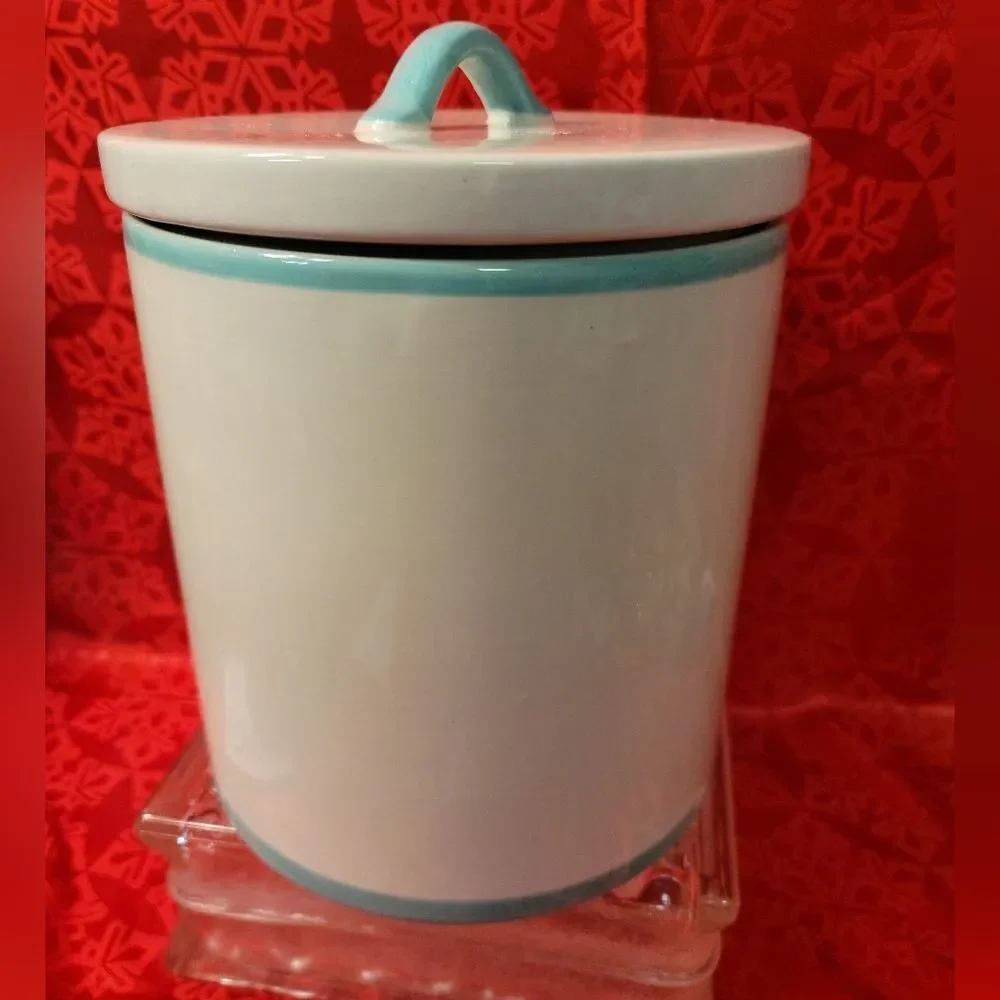 DesignPac Gnomemade Baking Co Ceramic Cookie Jar Huge White Teal Easter Gnome